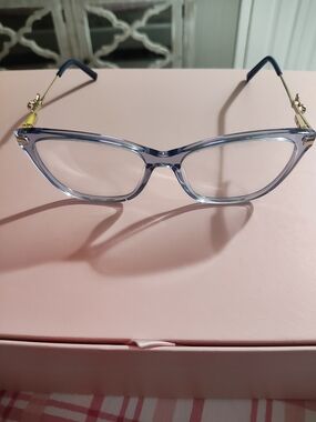 Women's Clear Blue Cat-Eye Fashion Glasses